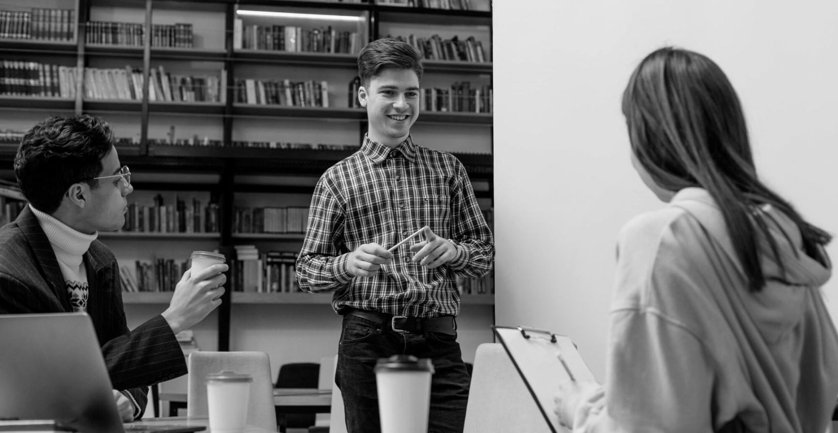 Students analyzing financial documents in study session